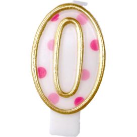 KAARSJE CIJFER 0 ROZE 8,5CM